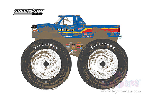 Greenlight - Kings of Crunch Series 7 | Ford F-250 Monster Truck - Bigfoot #7 (Dirty Version)(1996, 1/64 scale diecast model car, Blue) 49070F/48