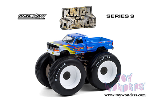 Greenlight - Kings of Crunch Series 9 | Ford F-250 Monster Truck - Bigfoot #7 (1996, 1/64 scale diecast model car, Blue with Flames) 49090A/48