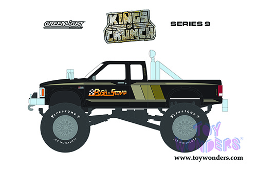 Greenlight - Kings of Crunch Series 9 | Chevrolet&reg; S-10 Extended Cab Monster Truck - Push N Stomp (1986, 1/64 scale diecast model car, Black) 49090B/48