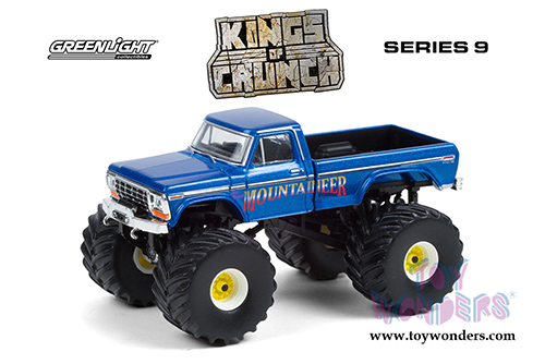 Greenlight - Kings of Crunch Series 9 | Ford F-250 Monster Truck - West Virginia Mountaineer (1979, 1/64 scale diecast model car, Blue) 49090E/48