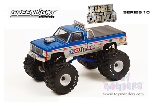 Greenlight - Kings of Crunch Series 10 | GMC&reg; Sierra Classic Monster Truck with Bed Cover - Kodiak (1987, 1/64 scale diecast model car, Blue/White) 49100E/48