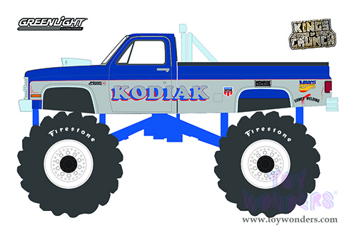 Greenlight - Kings of Crunch Series 10 | GMC&reg; Sierra Classic Monster Truck with Bed Cover - Kodiak (1987, 1/64 scale diecast model car, Blue/White) 49100E/48