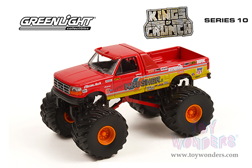 Greenlight - Kings of Crunch Series 10 | Ford F-250 Monster Truck - Krimson Krusher II (1993, 1/64 scale diecast model car, Red/Yellow) 49100F/48