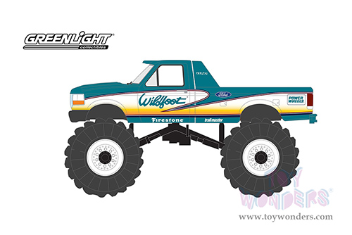 Greenlight - Kings of Crunch Series 11 | Ford F-250 Monster Truck - Wildfoot (1993, 1/64 scale diecast model car, Turquoise) 49110F/48
