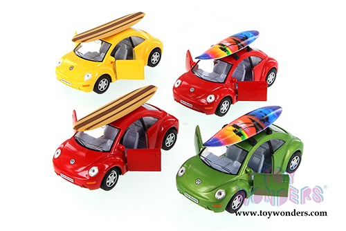 Kinsmart - Volkswagen New Beetle with Surfboard (1/32 scale diecast model car, Asstd.) 5028DS