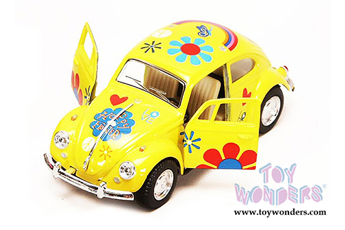 Kinsmart - Volkswagen Beetle Hard Top w/ Decals (1967, 1/32 scale diecast model car, Yellow) 5057FWYL