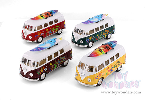 5060DFS Kinsmart 1962 Volkswagen Classic Bus with Surfboard Diecast Model Car