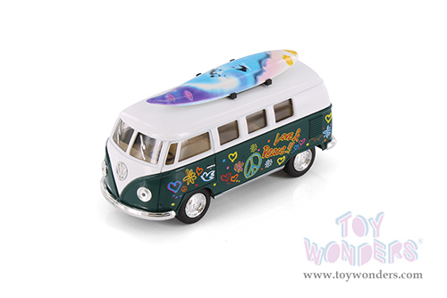 5060DFS Kinsmart 1962 Volkswagen Classic Bus with Surfboard Green Diecast Model Car