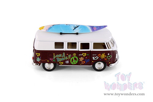 5060DFS Kinsmart 1962 Volkswagen Classic Bus with Surfboard Diecast Model Car