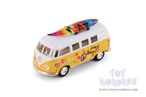 5060DFS Kinsmart 1962 Volkswagen Classic Bus with Surfboard Yellow Diecast Model Car