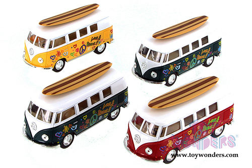 Kinsmart - Volkswagen Classic Bus with Surfboard (1962, 1/32 scale diecast model car, Asstd.) 5060DS