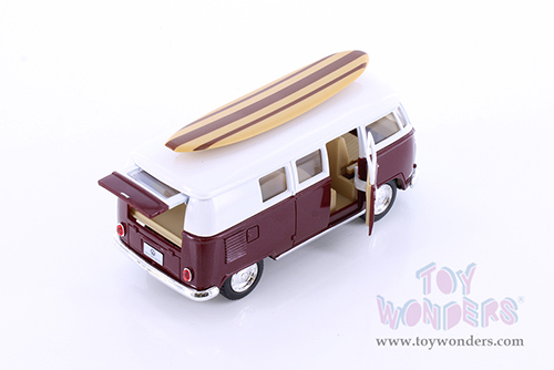5060DS1 Kinsmart 1962 Volkswagen Classic Bus with Surfboard Diecast Model Car