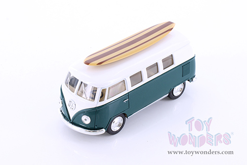 5060DS1 Kinsmart 1962 Volkswagen Classic Bus with Surfboard Green Diecast Model Car