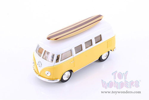 5060DS1 Kinsmart 1962 Volkswagen Classic Bus with Surfboard Yellow Diecast Model Car