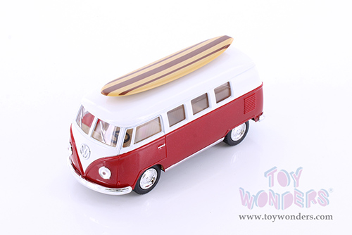 5060DS1 Kinsmart 1962 Volkswagen Classic Bus with Surfboard Red Diecast Model Car