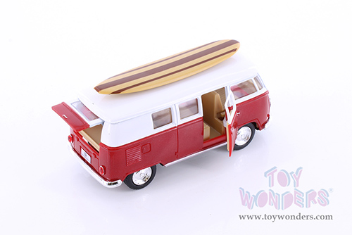 5060DS1 Kinsmart 1962 Volkswagen Classic Bus with Surfboard Diecast Model Car