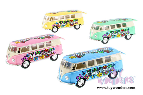 Kinsmart - Volkswagen Classic Bus with Flower Decals (1962, 1/32 scale diecast model car, Asstd.) 5060DYF