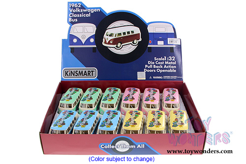 Kinsmart - Volkswagen Classic Bus with Flower Decals (1962, 1/32 scale diecast model car, Asstd.) 5060DYF