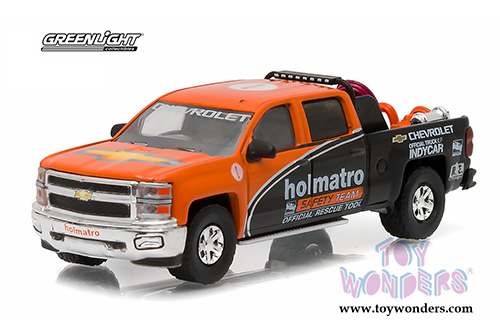 Greenlight - Chevrolet&reg; Silverado&trade; Pickup Truck Holmatro IndyCar Safety Team with Safety Equipment (2015, 1/64 scale diecast model car, Orange/Black) 51033