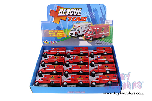 Kinsmart - Rescue Team Ambulances (5" diecast model car, Red) 5259DR