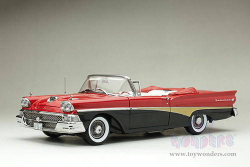 Sun Star Platinum - Ford Fairlane 500 Open Convertible (1958, 1/18 scale diecast model car, Torch Red/Raven Black) 5264