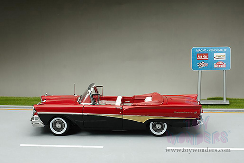 Sun Star Platinum - Ford Fairlane 500 Open Convertible (1958, 1/18 scale diecast model car, Torch Red/Raven Black) 5264