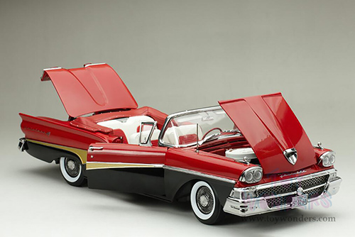 Sun Star Platinum - Ford Fairlane 500 Open Convertible (1958, 1/18 scale diecast model car, Torch Red/Raven Black) 5264