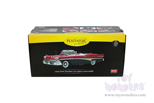 Sun Star Platinum - Ford Fairlane 500 Open Convertible (1958, 1/18 scale diecast model car, Torch Red/Raven Black) 5264