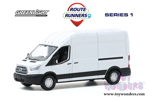 Greenlight - Route Runners Series 1 | Ford Transit LWB High Roof Van (2015, 1/64 scale diecast model car, Oxford White) 53010A/48