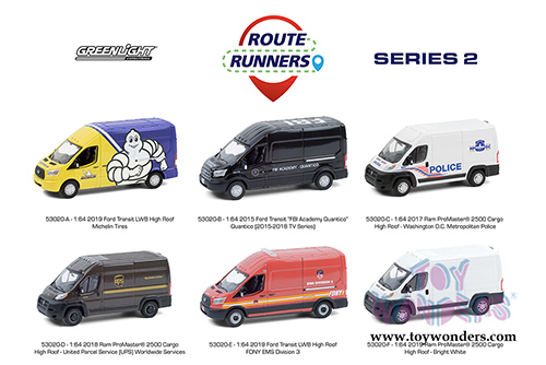 Greenlight - Route Runners Series 2 (1/64 scale diecast model car, Asstd.) 53020/48