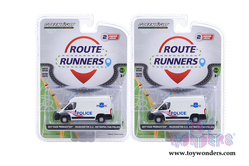 Greenlight - Route Runners Series 2 | Ram Promaster® 2500 Cargo High Roof Van - Washington D.C. Metropolitan Police (2017, 1/64 scale diecast model car, White) 53020C/48