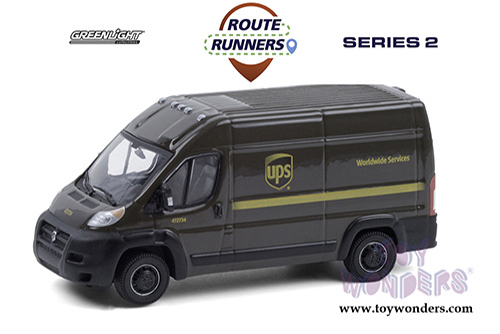 Greenlight - Route Runners Series 2 | Ram Promaster® 2500 Cargo High Roof Van - United Parcel Service (UPS) (2018, 1/64 scale diecast model car, Brown) 53020D/48