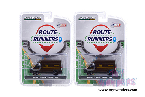 Greenlight - Route Runners Series 2 | Ram Promaster® 2500 Cargo High Roof Van - United Parcel Service (UPS) (2018, 1/64 scale diecast model car, Brown) 53020D/48
