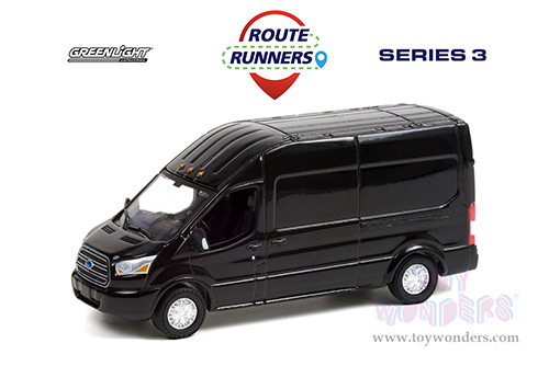 Greenlight - Route Runners Series 3 | Ford Transit LWB High Roof Van (2019, 1/64 scale diecast model car, Shadow Black) 53030C/48
