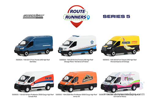 Greenlight - Route Runners Series 5 (1/64 scale diecast model car, Asstd.) 53050/48