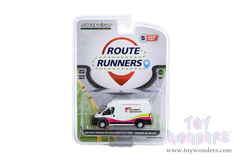 Greenlight - Route Runners Series 5 | Ram ProMaster 2500 Cargo High Roof Van "Correos de Mexico (Mexican Postal Service)" (2021, 1/64 scale diecast model car, White) 53050F/48