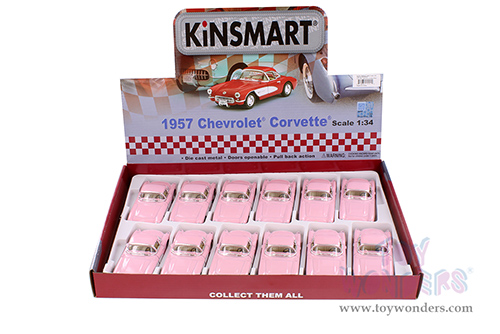 5316DPK Kinsmart Pink 1957 Chevrolet Corvette Diecast Model Car Display Box Package