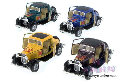 5332DF Kinsmart 1932 Ford 3-Window Coupe with Flames Diecast Model Car