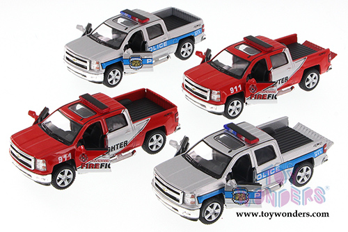 5381DPR Kinsmart 2014 Chevrolet Silverado Police Firefighter Pick-up Diecast Model Car