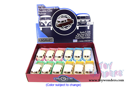Kinsmart - Volkswagen Classical  Bus Double Cab Pickup (1963, 1/34 scale diecast model car, Asstd.) 5387DY