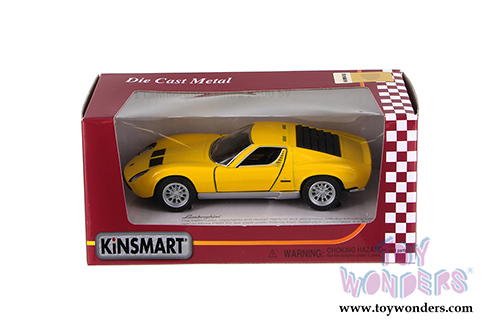 5390WYL Kinsmart Yellow 1971 Lamborghini Miura P400 Diecast Model Car Window Box Package