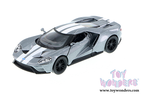 Kinsmart - Ford GT with Stripes Hard Top (2017, 1/38 scale diecast model car, Silver) 5391FWSV