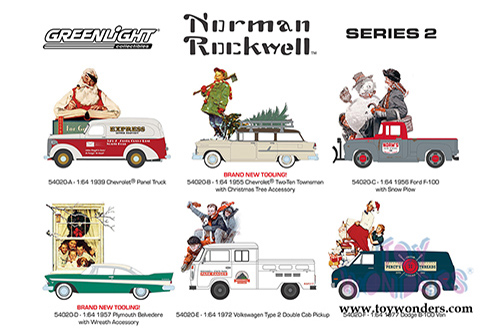 Greenlight - Norman Rockwell&trade; Delivery Vehicles Series 2 (1/64 scale die cast model car, Asstd.) 54020/48