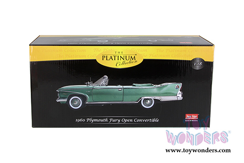 Sun Star Platinum - Plymouth Fury Open Convertible (1960, 1/18 scale diecast model car, Chrome Green) 5404