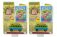 Greenlight - Garbage Pail Kids® Series 3 | Volkswagen Samba Bus with Surfboards "Surf's Up Chuck" (1964, 1/64 scale diecast model car, Green/Blue) 54050B/48