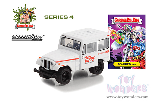 Greenlight - Garbage Pail Kids&reg; Series 4 | Jeep&reg; DJ-5 "Topps" "Warren Out" (1975, 1/64 scale diecast model car, White/Red Stripes) 54070B/48