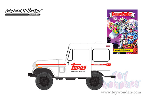 Greenlight - Garbage Pail Kids&reg; Series 4 | Jeep&reg; DJ-5 "Topps" "Warren Out" (1975, 1/64 scale diecast model car, White/Red Stripes) 54070B/48