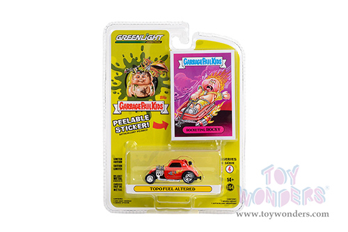 Greenlight - Garbage Pail Kids&reg; Series 4 | Topo Fuel Altered Coupe "Rocketing Rocky" (1/64 scale diecast model car, Red) 54070E/48