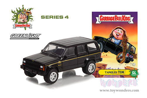 Greenlight - Garbage Pail Kids&reg; Series 4 | Jeep&reg; Cherokee "Tangled Tim" (1993, 1/64 scale diecast model car, Black/Yellow Stripes) 54070F/48