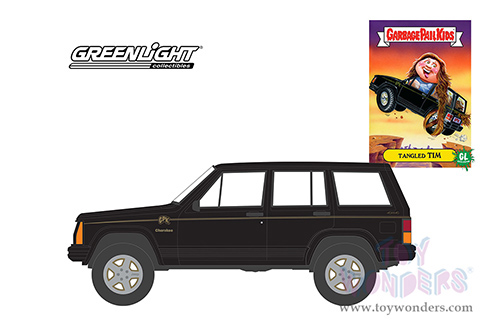 Greenlight - Garbage Pail Kids&reg; Series 4 | Jeep&reg; Cherokee "Tangled Tim" (1993, 1/64 scale diecast model car, Black/Yellow Stripes) 54070F/48